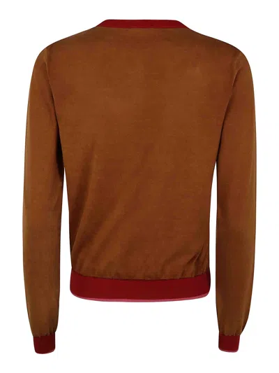 In Bed With You Korean Neck Solid Colorful Edges Sweater In Brown