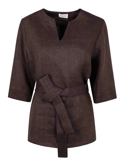 P.a.r.o.s.h Parosh Belted Blouse In Brown