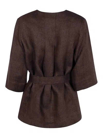 P.a.r.o.s.h Parosh Belted Blouse In Brown