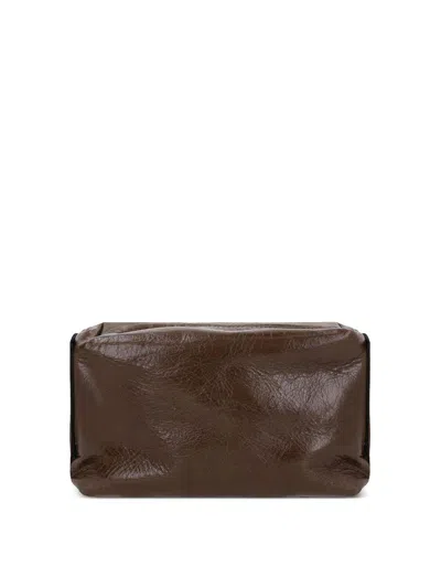 Uma Wang Logo Shoulder Bag In Brown