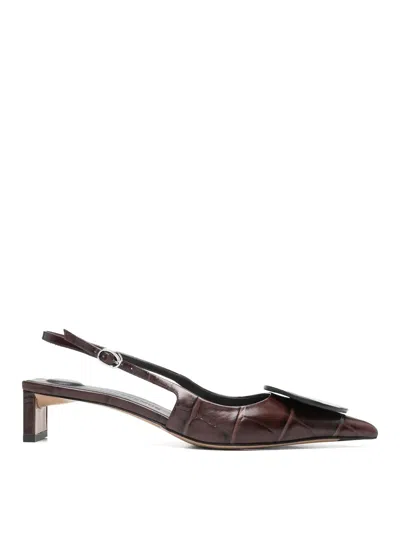 Jacquemus Leather Slingbacks In Brown