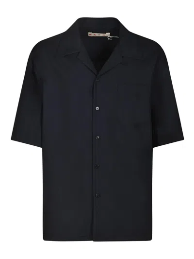 Marni Men's Tropical Wool Bowling Shirt In Black
