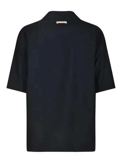 Marni Men's Tropical Wool Bowling Shirt In Black