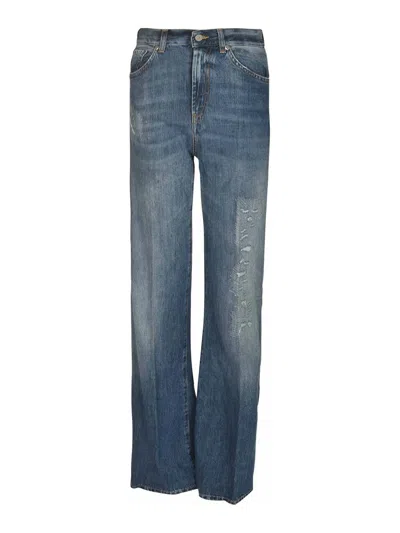 Dondup Straight Buttoned Jeans In Medium Wash