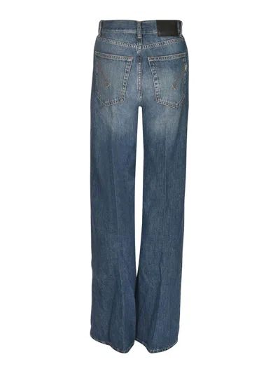 Dondup Straight Buttoned Jeans In Medium Wash