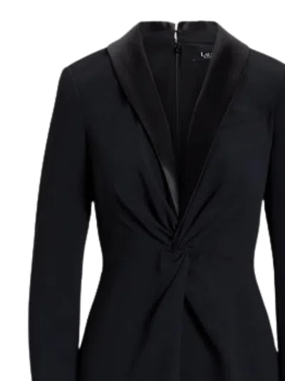 Ralph Lauren Zeenai Short Long Sleeve Cocktail Dress In Black