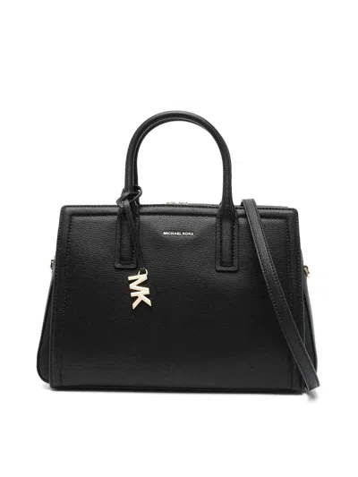 Michael Kors Laila Medium Leather Satchel In Black