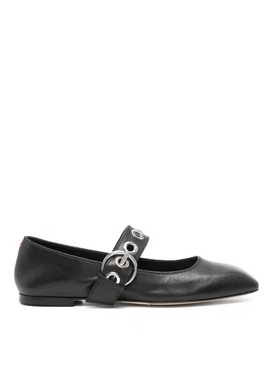 Aeyde Aeydē Nappa Leather Flats With Circular Hardware Detail In Black