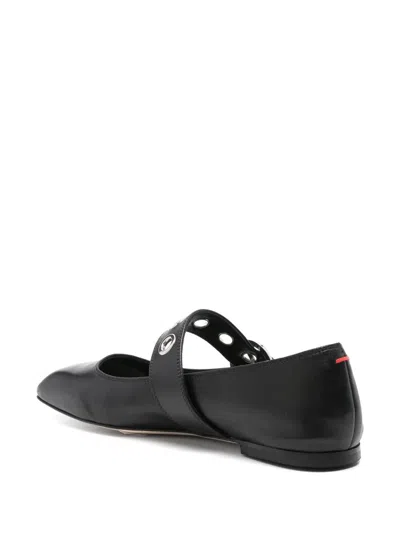 Aeyde Aeydē Nappa Leather Flats With Circular Hardware Detail In Black