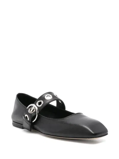 Aeyde Aeydē Nappa Leather Flats With Circular Hardware Detail In Black