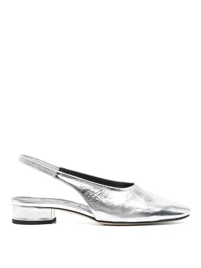 Aeyde Womens Silver Dua Slingback Leather Flats Eur 40.5 / 7.5 Uk In Silver