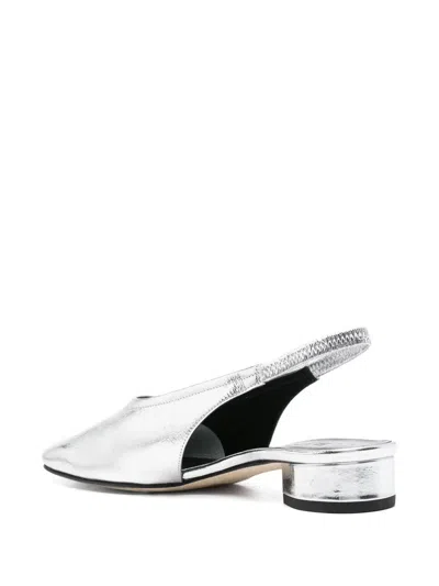 Aeyde Womens Silver Dua Slingback Leather Flats Eur 40.5 / 7.5 Uk In Silver