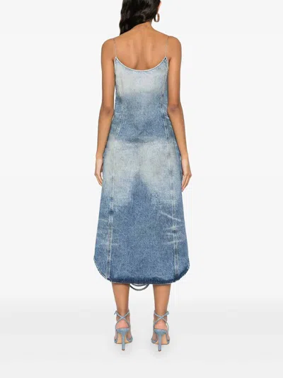 Diesel Fringed Minidress In Blue