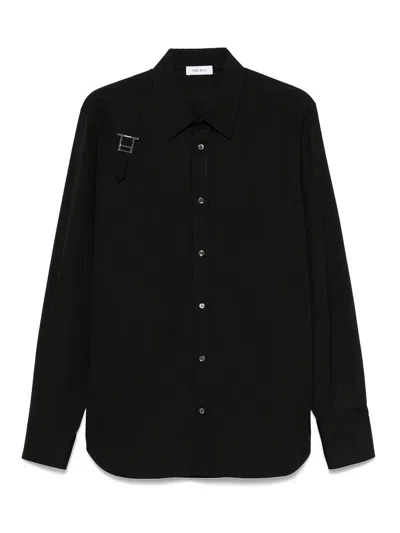 Alexander Mcqueen Metal Detail Long Sleeves Point Collar In Black