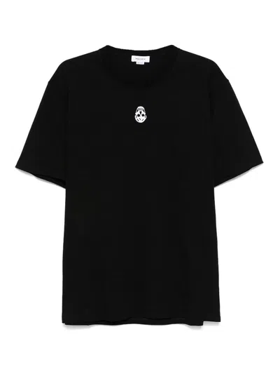 Alexander Mcqueen Black Flocked Skull T-shirt
