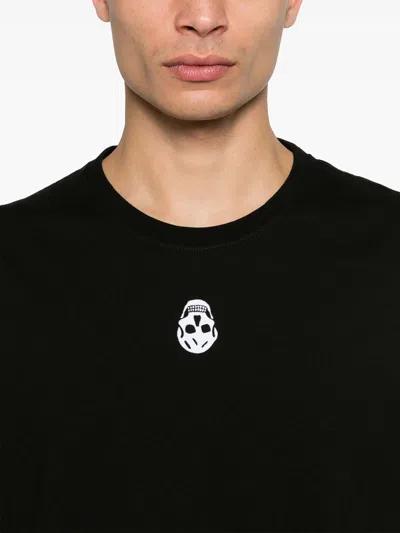 Alexander Mcqueen Black Flocked Skull T-shirt