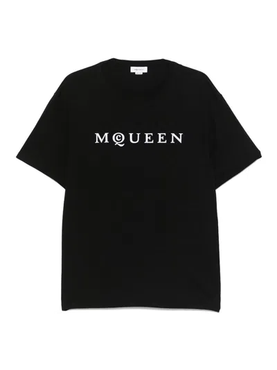 Alexander Mcqueen Logo Lettering Crewneck T-shirt In Black
