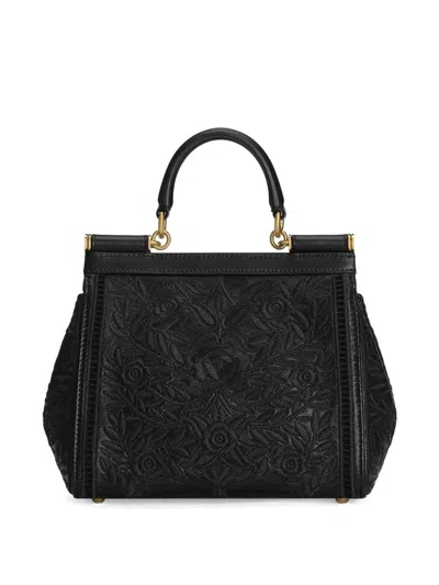 Dolce & Gabbana Black Nappa Leather And Fabric Sicily Handbag
