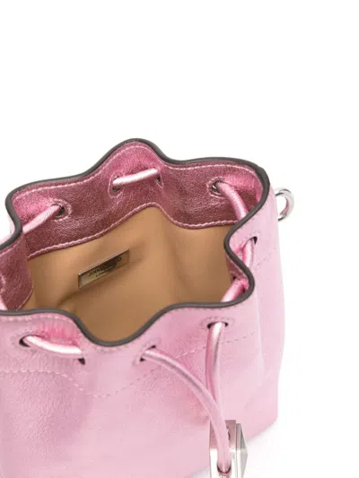 Jimmy Choo Bon Bon Metallic Leather Mini Bucket Bag In Pink