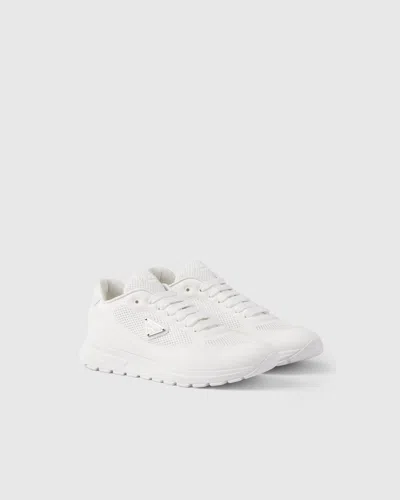 Prada Triangle-logo Lace-up Sneakers In White