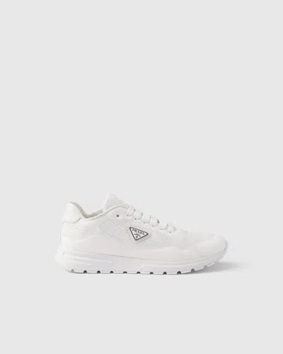 Prada Triangle-logo Lace-up Sneakers In White
