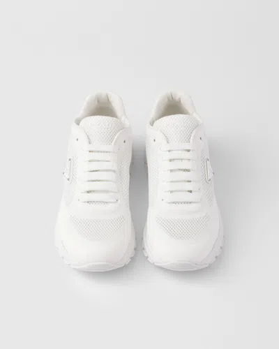 Prada Triangle-logo Lace-up Sneakers In White