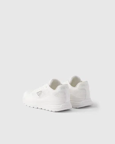 Prada Triangle-logo Lace-up Sneakers In White