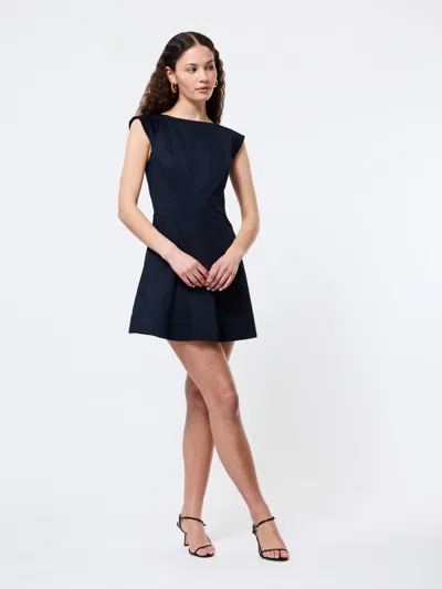 French Connection Multi Seam Sateen Mini Dress In Navy