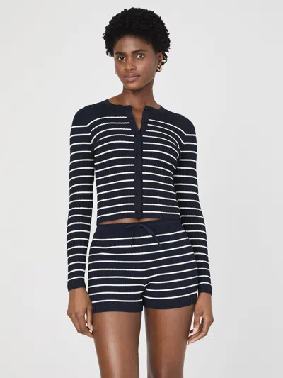French Connection Stripe Rib Cardigan In Multi