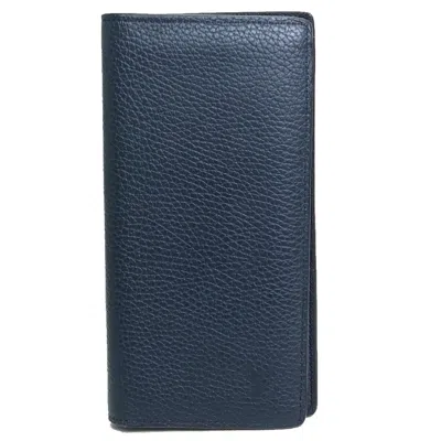 Pre-owned Louis Vuitton Navy Leather Long Wallet (bi-fold) ()