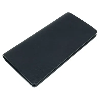 Pre-owned Louis Vuitton Navy Leather Long Wallet (bi-fold) ()