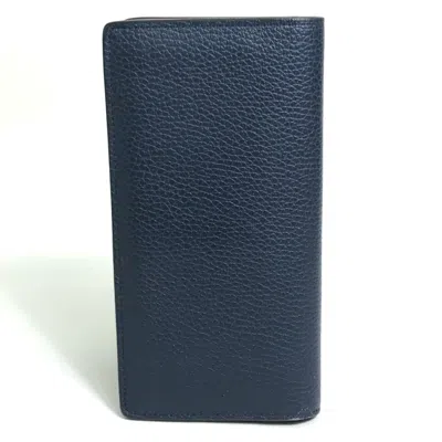 Pre-owned Louis Vuitton Navy Leather Long Wallet (bi-fold) ()