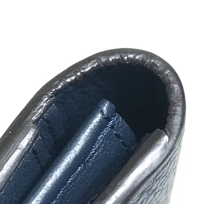 Pre-owned Louis Vuitton Navy Leather Long Wallet (bi-fold) ()