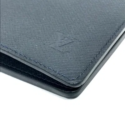 Pre-owned Louis Vuitton Navy Leather Long Wallet (bi-fold) ()