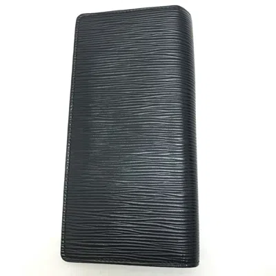 Pre-owned Louis Vuitton Navy Leather Long Wallet (bi-fold) ()