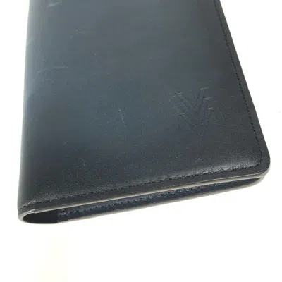 Pre-owned Louis Vuitton Navy Leather Long Wallet (bi-fold) ()