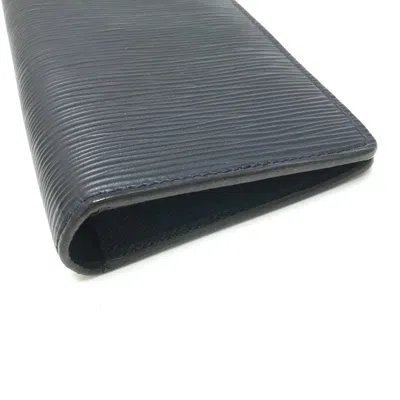Pre-owned Louis Vuitton Navy Leather Long Wallet (bi-fold) ()