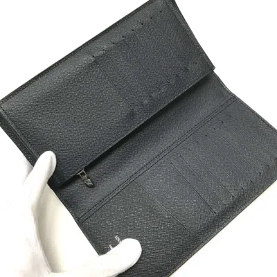 Pre-owned Louis Vuitton Navy Leather Long Wallet (bi-fold) ()
