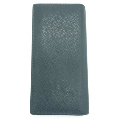 Pre-owned Louis Vuitton Noir Taiga Leather Long Wallet (bi-fold) ()