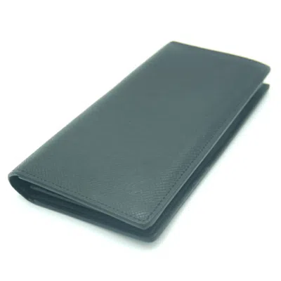 Pre-owned Louis Vuitton Noir Taiga Leather Long Wallet (bi-fold) ()