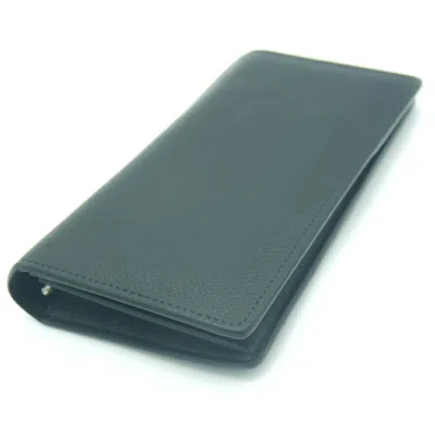 Pre-owned Louis Vuitton Noir Taiga Leather Long Wallet (bi-fold) ()