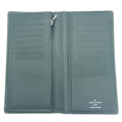 Pre-owned Louis Vuitton Noir Taiga Leather Long Wallet (bi-fold) ()