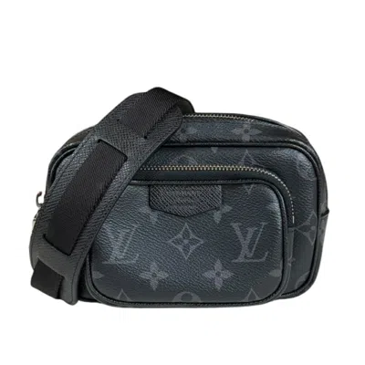 Pre-owned Louis Vuitton Taigarama Black Gray Taiga Leather Monogram Eclipse Pochette Shoulder Bag () In Black, Gray