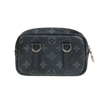 Pre-owned Louis Vuitton Taigarama Black Gray Taiga Leather Monogram Eclipse Pochette Shoulder Bag () In Black, Gray