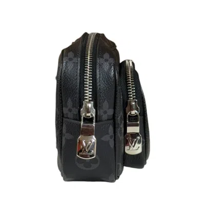 Pre-owned Louis Vuitton Taigarama Black Gray Taiga Leather Monogram Eclipse Pochette Shoulder Bag () In Black, Gray