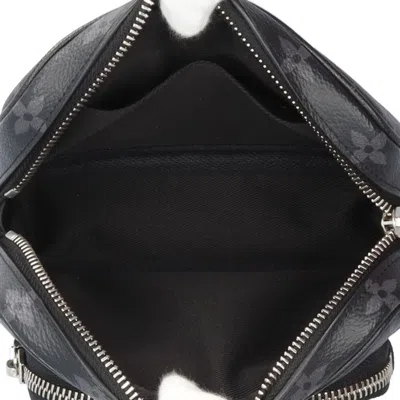 Pre-owned Louis Vuitton Taigarama Black Gray Taiga Leather Monogram Eclipse Pochette Shoulder Bag () In Black, Gray