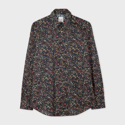 Paul Smith Tailored-fit Navy 'liberty Floral' Shirt Blue In Blue
