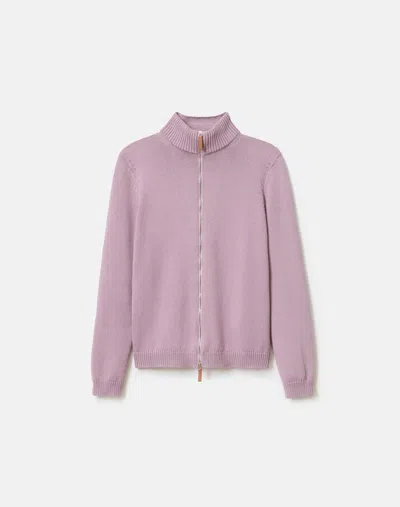 Lafayette 148 Plus-size Cotton-silk Tape Knit Bomber In Lavender Tint