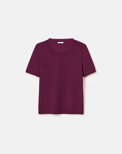 Lafayette 148 Elbow Sleeve Crewneck Sweater In Violet Ash