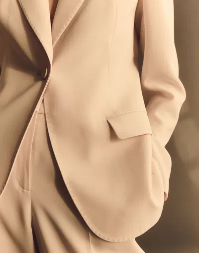 Lafayette 148 Plus-size Finesse Crepe Peak Lapel Blazer In Neutral